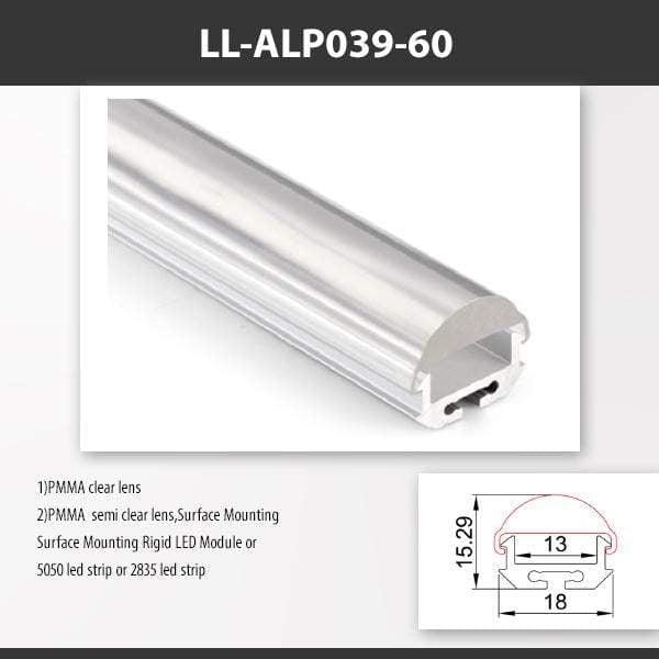 L9 Fixture LL-ALP039-60 / PMMA Clear Lens / With 60° [China] ALP039 Surface Mounting Aluminium Profile 2M x10Pcs