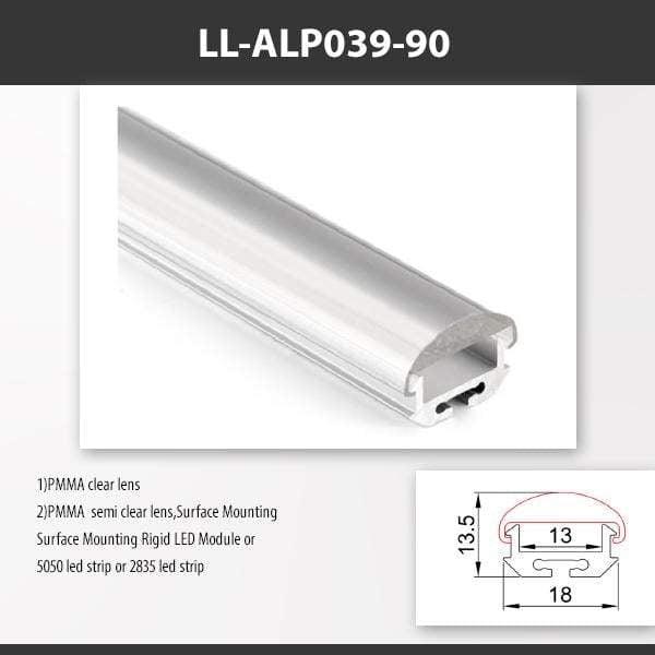 L9 Fixture LL-ALP039-90 / PMMA Clear Lens / With 90° [China] ALP039 Surface Mounting Aluminium Profile 2M x10Pcs
