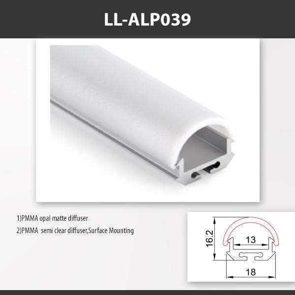 L9 Fixture LL-ALP039 / PMMA Opal Matte / Without [China] ALP039 Surface Mounting Aluminium Profile 2M x10Pcs