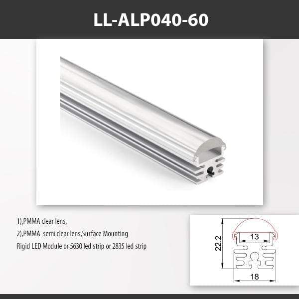 L9 Fixture LL-ALP040-60 / PMMA Clear Lens / With 60° [China] ALP040 Surface Mounting Aluminium Profile 2M x10Pcs