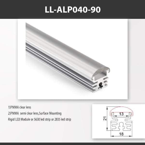 L9 Fixture LL-ALP040-90 / PMMA Clear Lens / With 90° [China] ALP040 Surface Mounting Aluminium Profile 2M x10Pcs