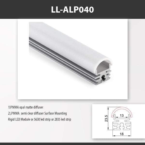L9 Fixture LL-ALP040 / PMMA Opal Matte / Without [China] ALP040 Surface Mounting Aluminium Profile 2M x10Pcs