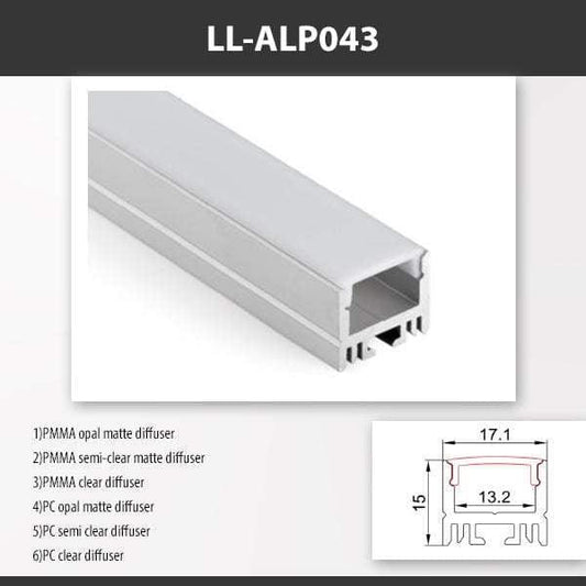 L9 Fixture LL-ALP043 / PMMA Opal Matte / Surface Mount [China] ALP043 Surface Mount Aluminium Profile For 2835 Led Strip 2M x10Pcs