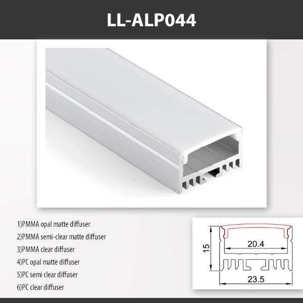 L9 Fixture LL-ALP044 / PMMA Opal Matte / Surface Mount [China] ALP044 Surface Mount Aluminium Profile For 2835 Led Strip 2M x10Pcs