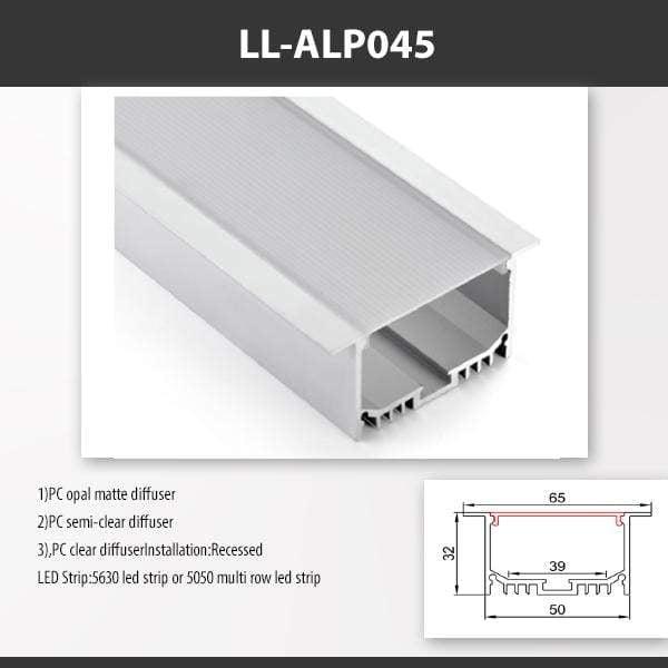 L9 Fixture LL-ALP045 / PC Opal Matte / Recess Mount [China] ALP045 Recess Mount Aluminium Profile For 2835 Led Strip 2M x10Pcs