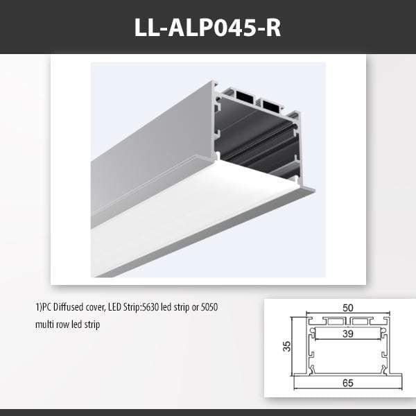 L9 Fixture LL-ALP045-R / PC Diffused / Recess Mount [China] ALP045 Recess Mount Aluminium Profile For 2835 Led Strip 2M x10Pcs