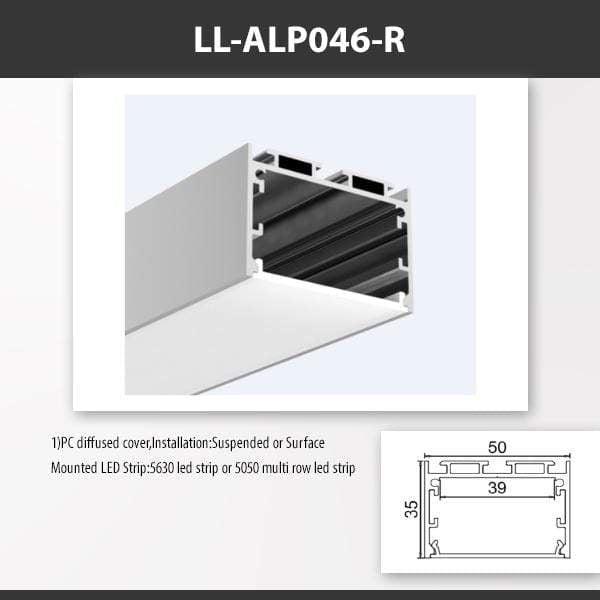 L9 Fixture LL-ALP046-R / PC Diffused / Recessed [China] ALP046 Aluminium Profile 2M x10Pcs