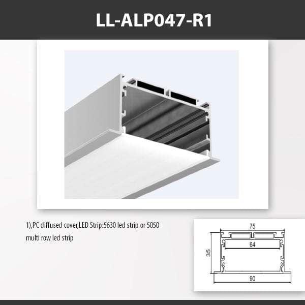 L9 Fixture LL-ALP047-R1 / PC Diffused / Recessed [China] ALP047 Recess Mount Aluminium Profile 2M x10Pcs