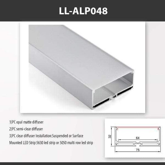 L9 Fixture LL-ALP048 / PC Opal Matte / Surface [China] ALP048 Surface Mount Aluminium Profile 2M x10Pcs