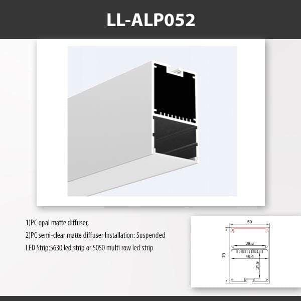 L9 Fixture LL-ALP052 / PC Opal Matte / Surface [China] ALP052 Surface Mount Aluminium Profile For 2835 Led Strip 2M x10Pcs