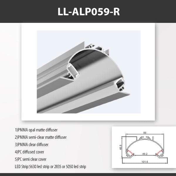 L9 Fixture LL-ALP059-R / PC Diffused / Recess [China] ALP059 Recess Mount Aluminium Profile 2M x10Pcs