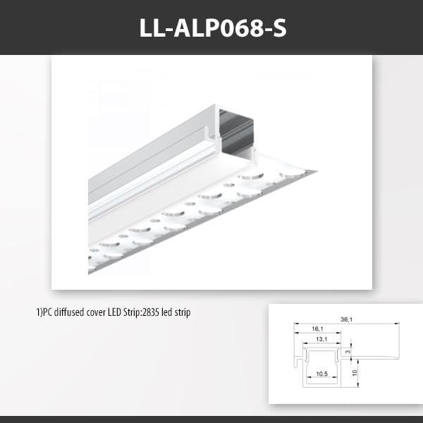 L9 Fixture LL-ALP068-S / PC Diffused [China] ALP068-R Recess Mount Aluminium Profile for 2835 Led Strip 2M x10Pcs
