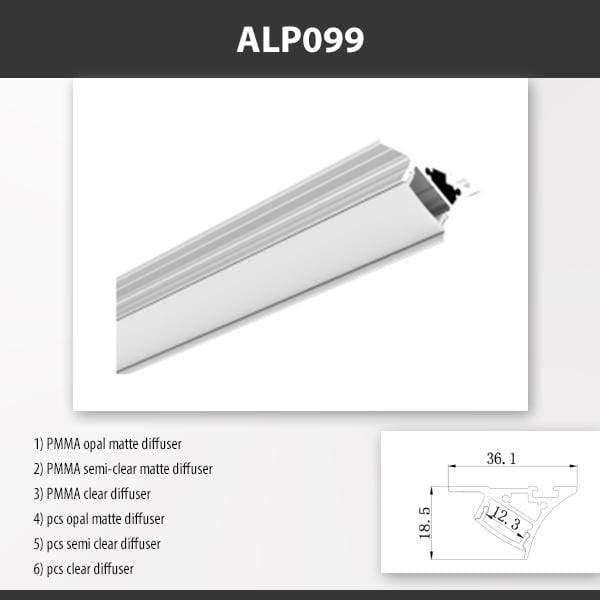 L9 Fixture LL-ALP099 / PMMA Opal Matte / Surface Mount [China] ALP099 Surface Mounting Aluminium Profile 2M x10Pcs