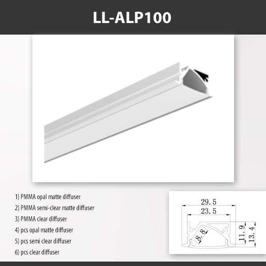 L9 Fixture LL-ALP100 / PMMA Opal Matte / Surface Mount [China] ALP100 Surface Mounting Aluminium Profile 2M x10Pcs