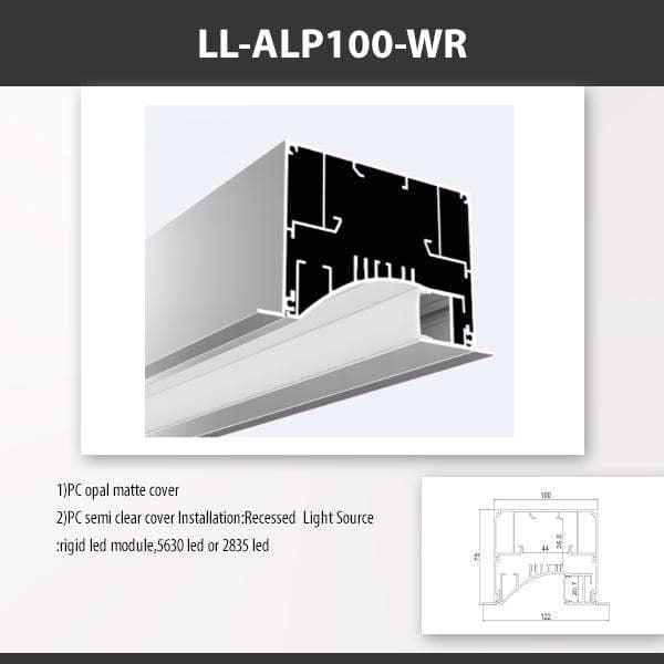 L9 Fixture LL-ALP100-WR / PC Opal Matte [China] ALP100-WR Surface Mount Aluminium Profile 2M x10Pcs