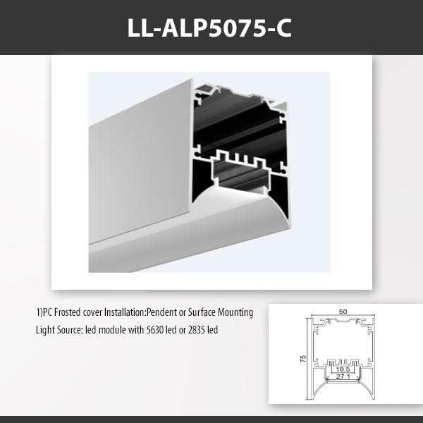 L9 Fixture LL-ALP5075-C / PC Frosted [China] ALP5075 Surface Mount Aluminium Profile 2M x10Pcs