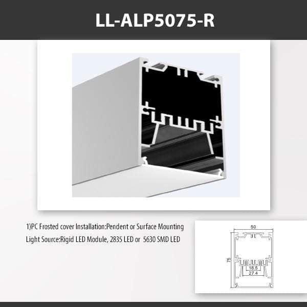 L9 Fixture LL-ALP5075-R / PC Frosted [China] ALP5075 Surface Mount Aluminium Profile 2M x10Pcs