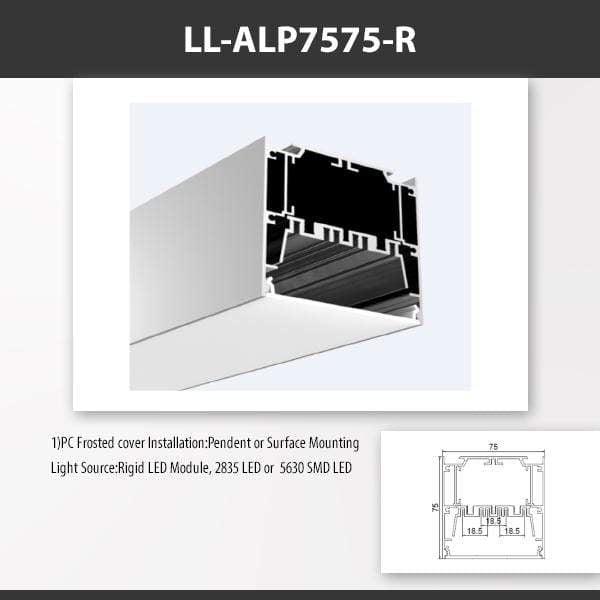 L9 Fixture LL-ALP7575-R / PC Frosted [China] ALP7575 Surface Mount Aluminium Profile 2M x10Pcs