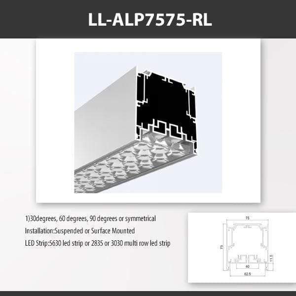 L9 Fixture LL-ALP7575-RL / PC Frosted [China] ALP7575 Surface Mount Aluminium Profile 2M x10Pcs