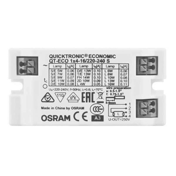 Osram QT-ECO Electronic Lighting Ballast IP20 x4PCs - DELIGHT OptoElectronics Pte. Ltd