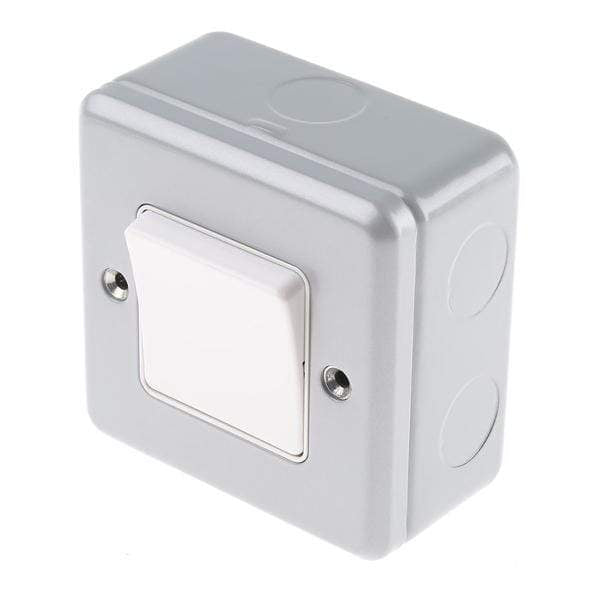 R1 Electrical Supplies 1 Gang MK Electric Silver 10A Surface Mount Rocker Light Switch