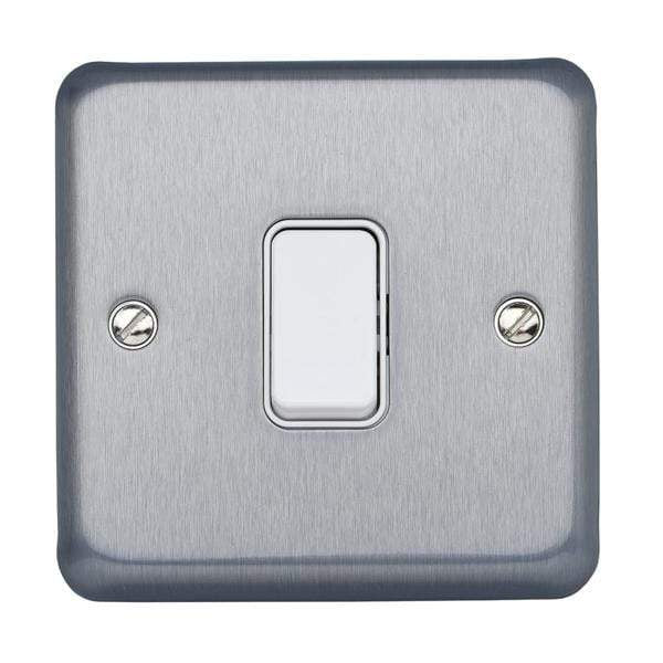 R1 Electrical Supplies Brushed Chrome / 1 Gang MK Electric Albany Plus 10A Flush Mount Plate Light Switch