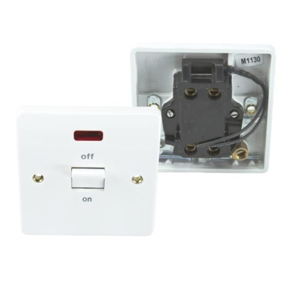 R1 Fixture MK Electric White 32A Flush Mount Rocker Light Switch