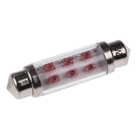 R1 LED Bulb Red / 2 Lu / 12V dc, 20mA JKL Components 43mm LED Car Bulb