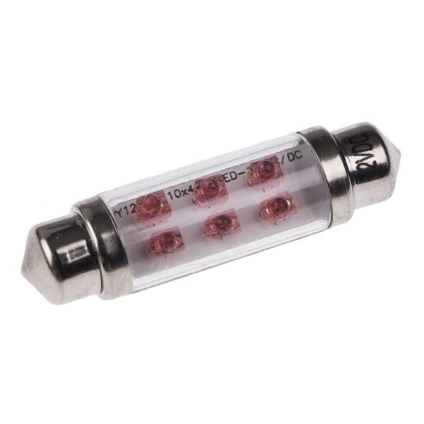 R1 LED Bulb Red / 2Lu / 12V dc, 20mA JKL Components 43mm LED Car Bulb - Pack of 100