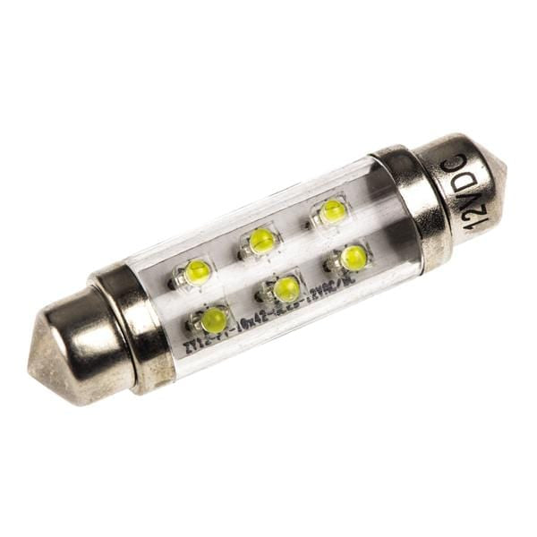 R1 LED Bulb White / 10 Lu / 12V dc, 20mA JKL Components 43mm LED Car Bulb