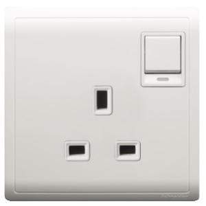 Schneider 13A 250V 1 Gang Switched Socket with Neon and Dual Earth Terminal - DELIGHT OptoElectronics Pte. Ltd