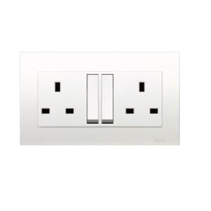 Schneider 13A 250V TwinGang Switched Socket - DELIGHT OptoElectronics Pte. Ltd