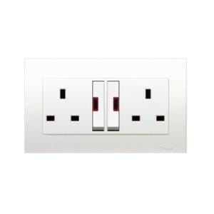 Schneider 13A 250V TwinGang Switched Socket - DELIGHT OptoElectronics Pte. Ltd