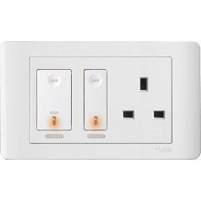 Schneider 45A Double Pole Switch and 13A Switched Socket Outlet - DELIGHT OptoElectronics Pte. Ltd