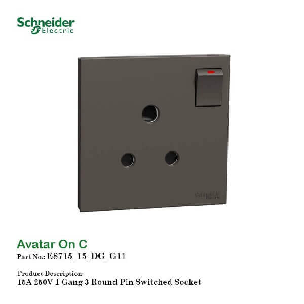 Schneider AvatarOn C, 13A 250V, Switched socket, - DELIGHT OptoElectronics Pte. Ltd