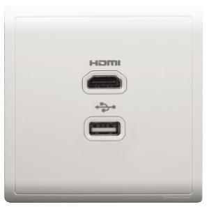 Schneider HDMI and USB Socket, White x10PCs - DELIGHT OptoElectronics Pte. Ltd