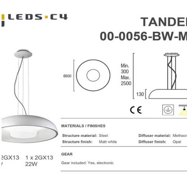 LEDS.C4 TANDEM IP20 Black laquered/matt white Pendant Light-Home Decore-DELIGHT OptoElectronics Pte. Ltd