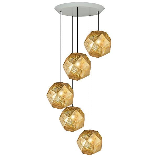 Y1 Home Decore Brass [USA] Tom Dixon Etch Round Multi-Light Pendant Light